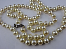 C2 Vintage Perlen Kette mit 835 Silber Schließe ca 1950 Tragelänge 72 cm