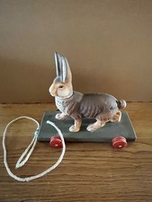 alt Osterhase befüllbar v. Marolin Hase  auf  Räder Ziehtier Papiermache Holz