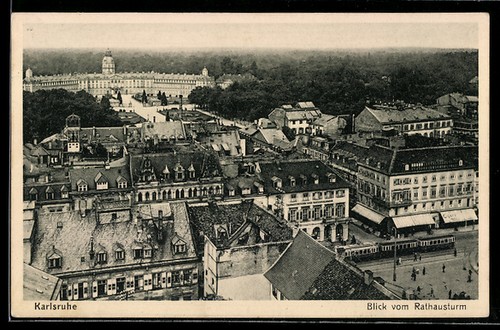 Ansichtskarte karlsruhe blick - ansichtskarte, karlsruhe,