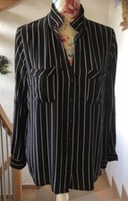 Damen Bluse, Blusenhemd, Longbluse, Tunika Gr.42 Schwarz /Weiß , Turn-up