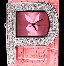 Designer Playboy Rosa Leder Modisch Luxus Kristall "P" Armbanduhr Uhr PB0189PK
