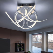 Deckenleuchte Designlampe Deckenlampe gedreht Kristalleffekt silber LED L 63 cm