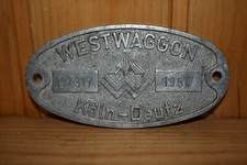Altes Blechschild Eisenbahn 1957 Westwaggon Köln Deutz,Lokschild,Deko,Lokomotive