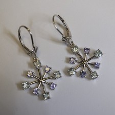 Exklusive Tansanit, Aquamarin Ohrhänger 585 Weißgold, 34 mm = 3,5 g