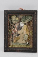 C25K14- Klosterarbeit Fetzenbild Motiv Petrus 18./19.Jh Kollage Stoff Papier