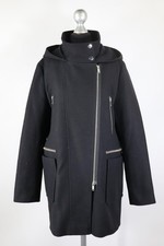 Hallhuber schwarzer Mantel Herbst/Winter Gr.40/M Wolle Polyamid