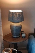 RIVIERA MAISON Classic  Lampenschirm graublau Struktur Leinen 