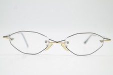Vintage Brille Flair ohne Schwarz Gold Silber Eckig Brillengestell eyeglasses