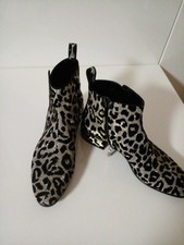 Stiefeletten"Dolce&Gabbana"black/Silber Animal Print Lurex VelvetBoots GR 38.Neu