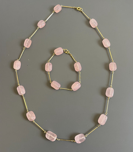 Vintage rosenquarz schmuck set - vintage,