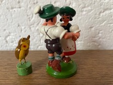 Holz orig.Erzgebirge tanzendes Paar in Tracht Eule Figur älter