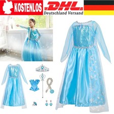 Kinder Mädchen Eiskönigin Prinzessin Elsa Kleid Cosplay Party Karneval Kostüme.