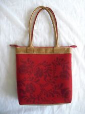 Dorothee Lehnen Filz Wolle Handtasche Rot mit Leder gemustert neuwertig