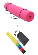 TPE Yogamatte + Fitnessband Fitness Gymnastik Pilates Matte mit Gurt Sportmatte