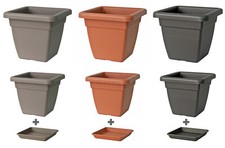 Blumenkübel in eckig mit und ohne Untersetzer Blumentöpfe Topf Blumentopf Garten