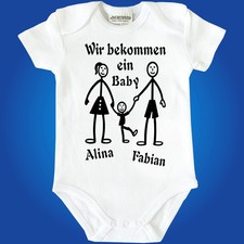 Baby-Body Bodie Babybody - Wir bekommen ein Baby - Strichmännchen Familie Eltern