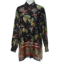 zara long bluse M satin Blumen
