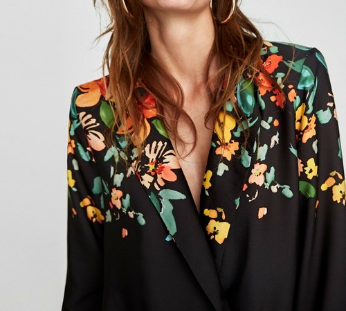 Zara schwarzer blumen blusen - schwarzer,