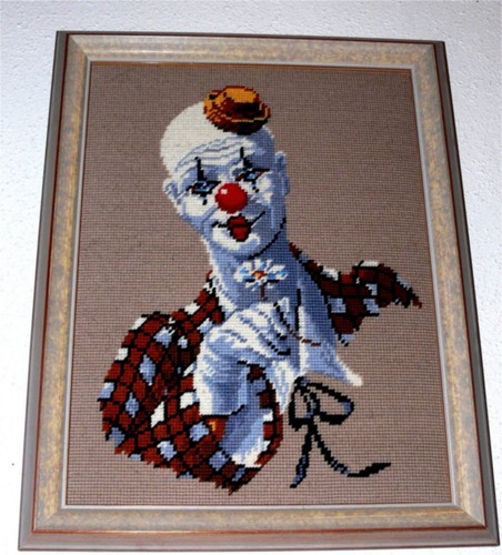Gobelin bild mit rahmen - clown,