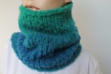 Alpaka-Strickschal grün blau Damen Schal gestrickt Schlauchschal weich leicht 