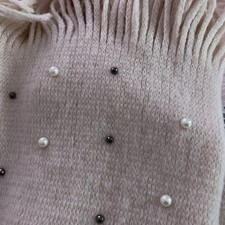 Kuschelschal Großer Winterschal hellrosé Fransenschal Perlen