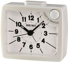 Wecker Quarzwecker analog Zifferblattbeuchtung Schlummer-Funktion weiß Seiko