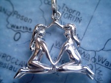 Zwillinge Sternzeichen Figur Sterlingsilber, Kettenanhänger Zwillinge Silber 925