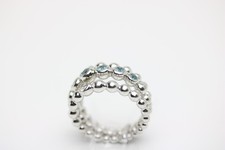 Wempe by Kim 3er Ring aus 750 Weißgold mit 2 Brillanten und Blauen Steinen