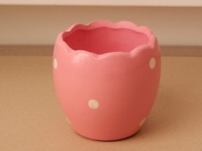 Osterei-Vase Keramik Oster Deko rosa weiße Punkte mit 3 Filzfüßchen Höhe 8 cm