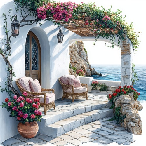 Wandbild terrasse meer - terrasse,