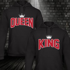 King Queen Partner Hoodie Kapuzen Pulli Sweatshirt Krone Paar Unisex XS-4XL