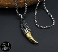 Anhänger Halskette Kralle Zahn Edelstahl Adler Massiv Schmuck Panzerkette NEU