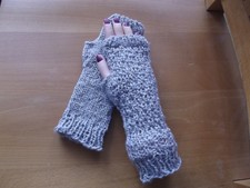 Armstulpen,Pulswärmer,Hellgrau,Handgestrickt ,Neu !!