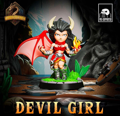 28mm devil girl chibi d - chibi, d&d