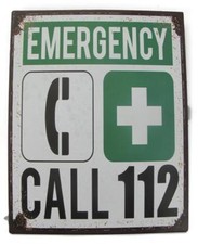 Blechschild "Emergency" Notruf