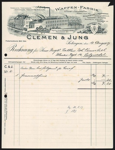 Rechnung solingen 1917 clemen - 1917,,