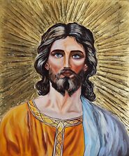 IKONE Jesus Christus Pantokrator HANDGEMALT  Gemälde Massivholz 40x50 Blattgold