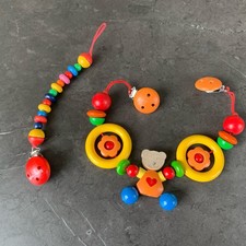 2teilig Kinderwagenkette Und Schnullerkette HOLZ