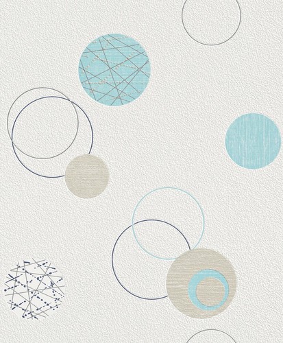 Vliestapete blau beige kreise - vliestapete,