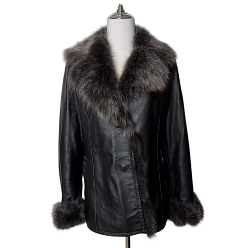 Lammfell leder mantel jacke - mantel,