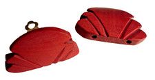 Holz ohr clips rot silber - clips,