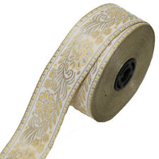 Borte 1M Bordüre lfm 40mm Band Webband  Sariborte Mittelalter  Creme 2.Wahl