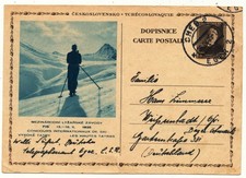 Tschechoslowakei 1935 Ganzsache - Skifahrer Fis Spiele Michel Nr. P 61