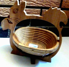 Schale Korb 2 in 1 Obstschale & Untersetzer aus Holz klappbar Motiv Eichhörnchen