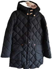 Warme gesteppte Winterjacke Parka, Aigle, 42, Kapuze mit Fell, schwarz, bis Knie