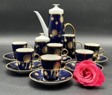 zauberhaftes Mokkaservice Fine China Lichte Porzellan Echt Kobalt #KA170