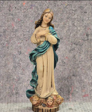Maria Immaculata – handbemalte Madonnenfigur mit Engeln – Vintage