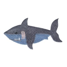 Hai Fisch Tier - Aufnäher, Bügelbild, Aufbügler, Größe: 8,6 x 4,6 cm