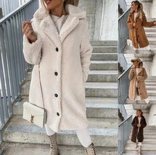 Damen Plüsch Warme Teddyfell Kapuzen Mantel Coat Fleecejacken Winterjacke S-5XL