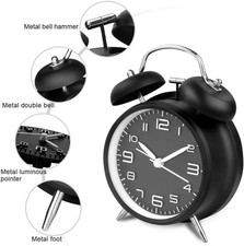 Retro Glockenwecker Wecker Reisewecker Uhr Doppelglocken Alarm mit Nachtlicht DE